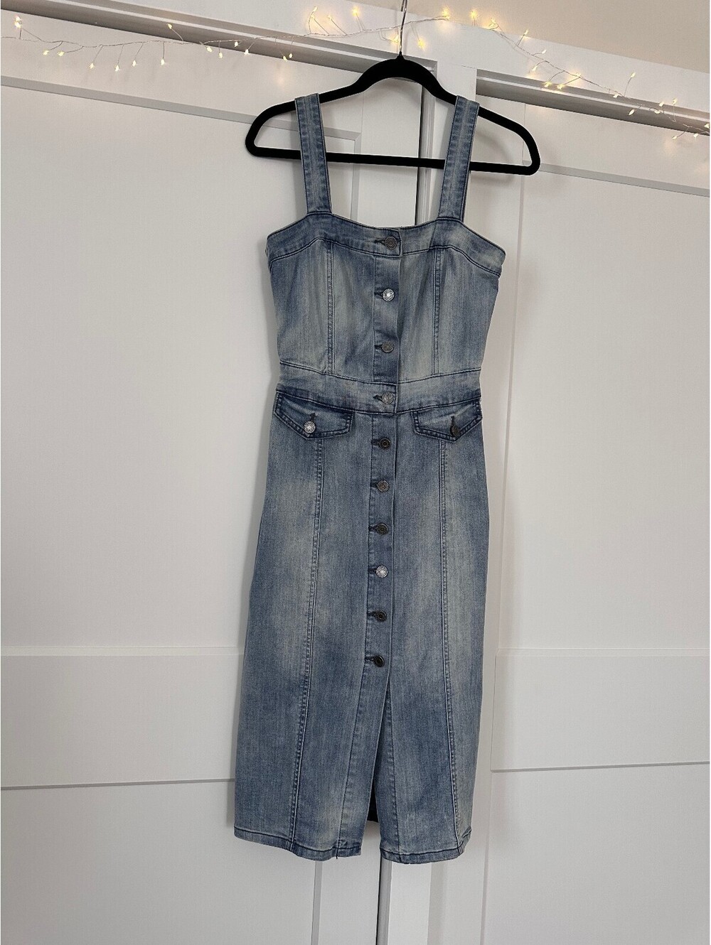 Indigo Rein XS Denim Button-Front Midi Dress